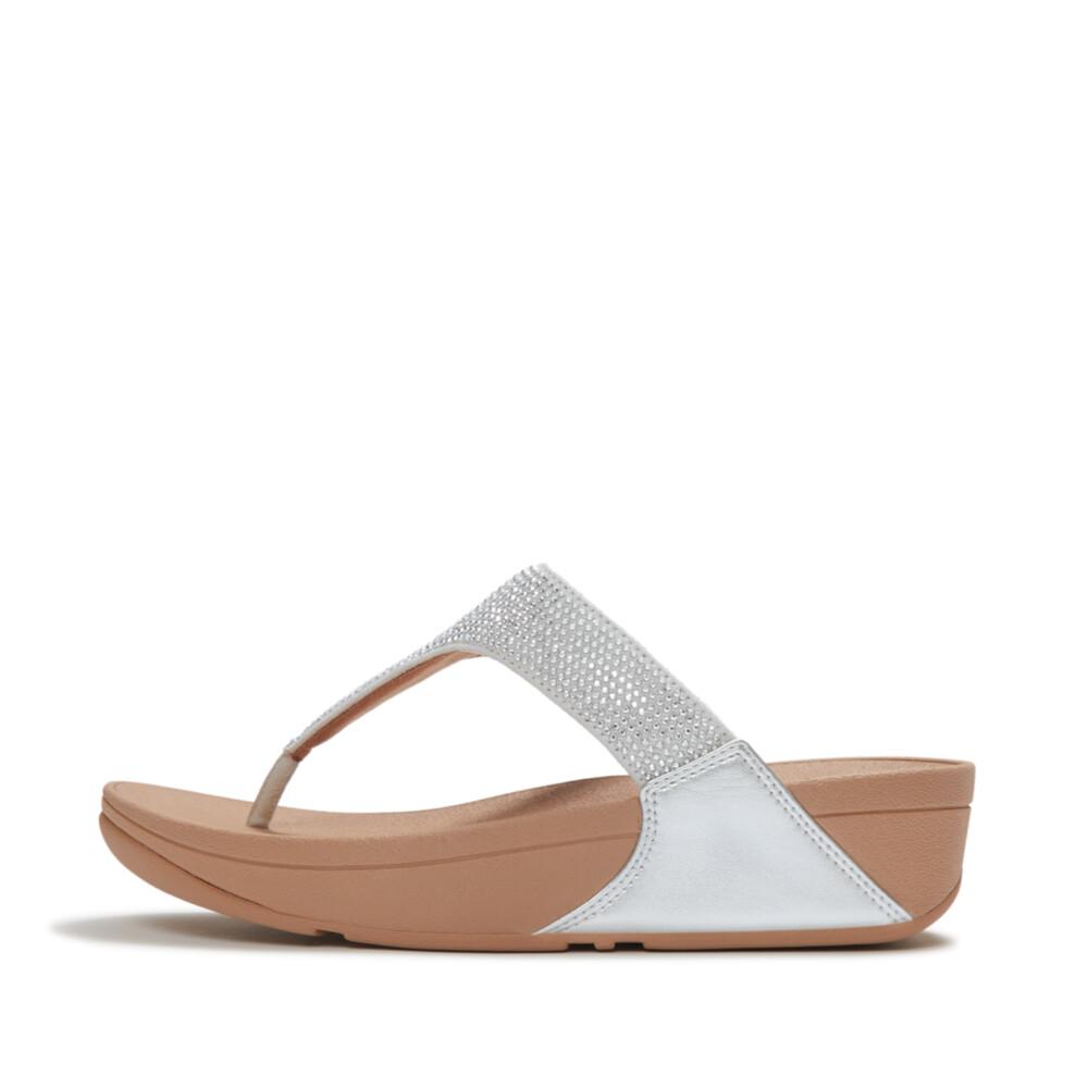 LULU CRYSTAL EMBELLISHED TOE-POST SANDALS