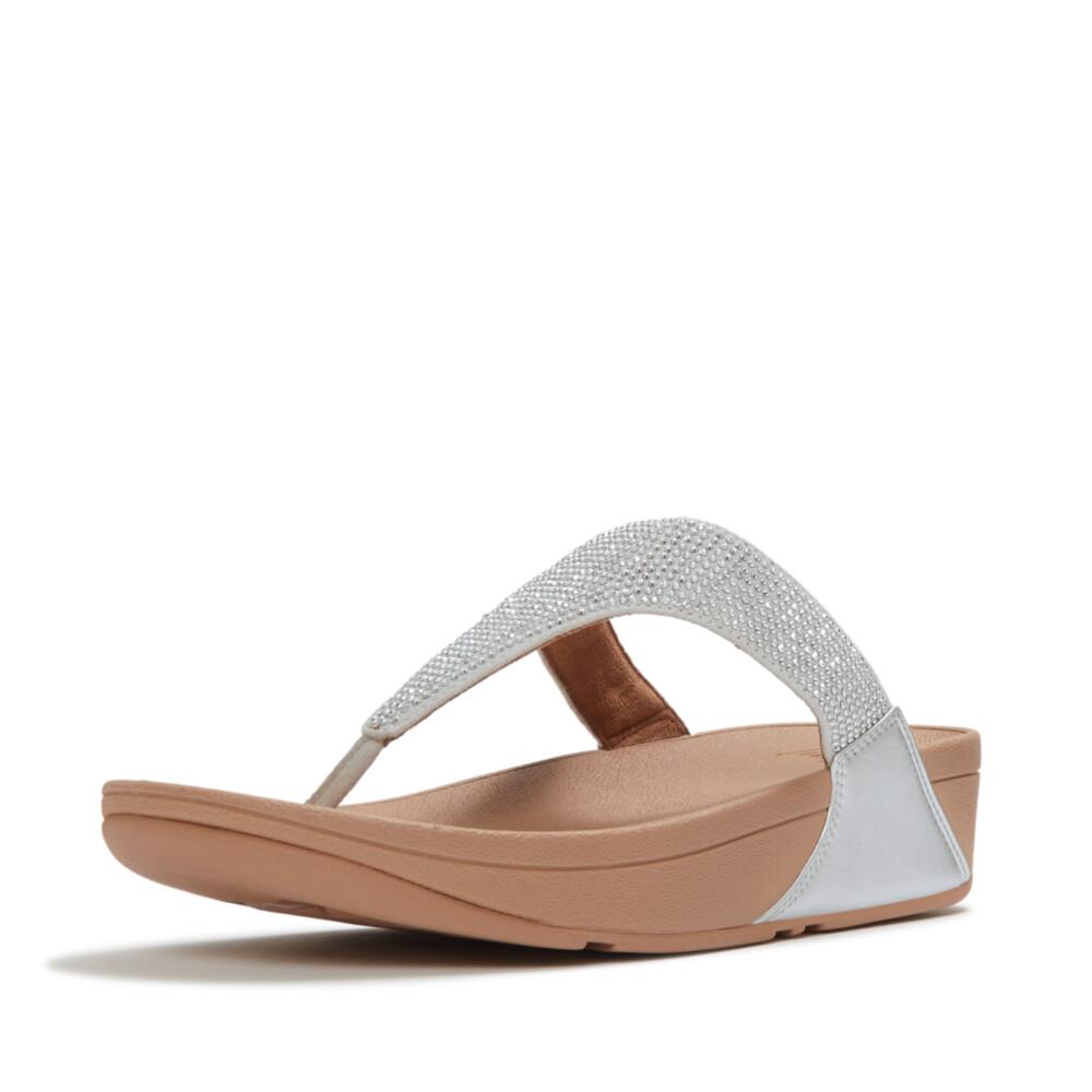 LULU CRYSTAL EMBELLISHED TOE-POST SANDALS
