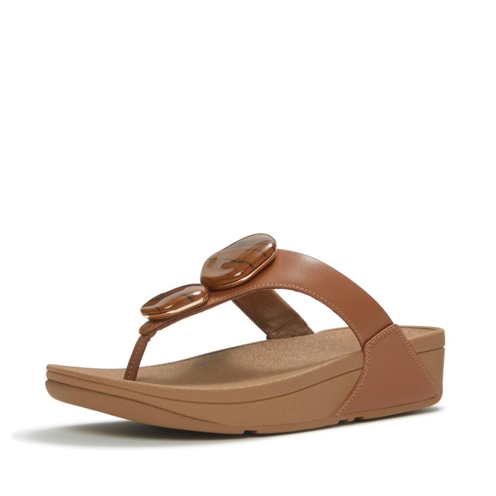 LULU MARBLED-STONE TOE-POST SANDALS