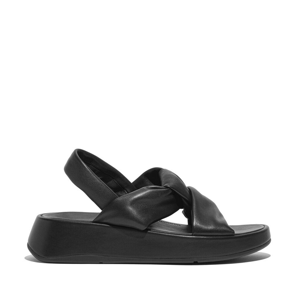 F-MODE KNOT SOFT-LEATHER FLATFORM B/STRAP SANDALS