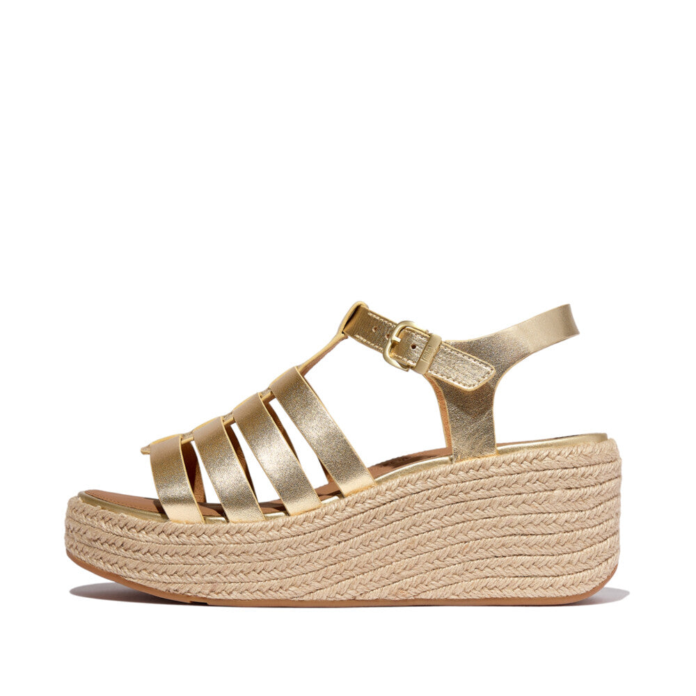 PLATFFORMS ESPADR. LEATHER FISHERMAN WEDGE SANDALS