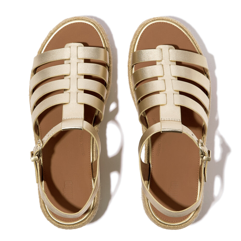 PLATFFORMS ESPADR. LEATHER FISHERMAN WEDGE SANDALS