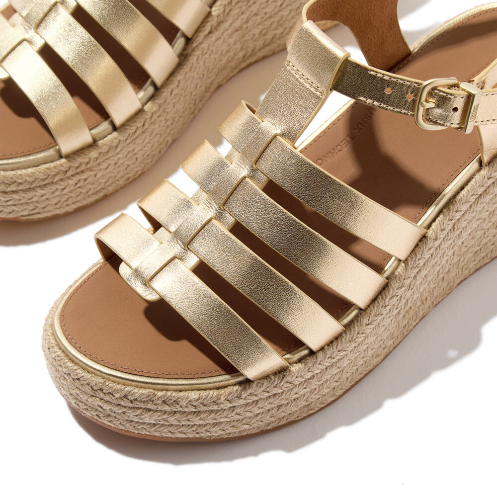 PLATFFORMS ESPADR. LEATHER FISHERMAN WEDGE SANDALS