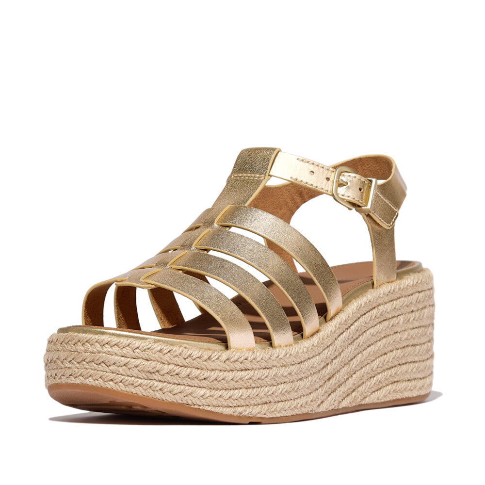 PLATFFORMS ESPADR. LEATHER FISHERMAN WEDGE SANDALS
