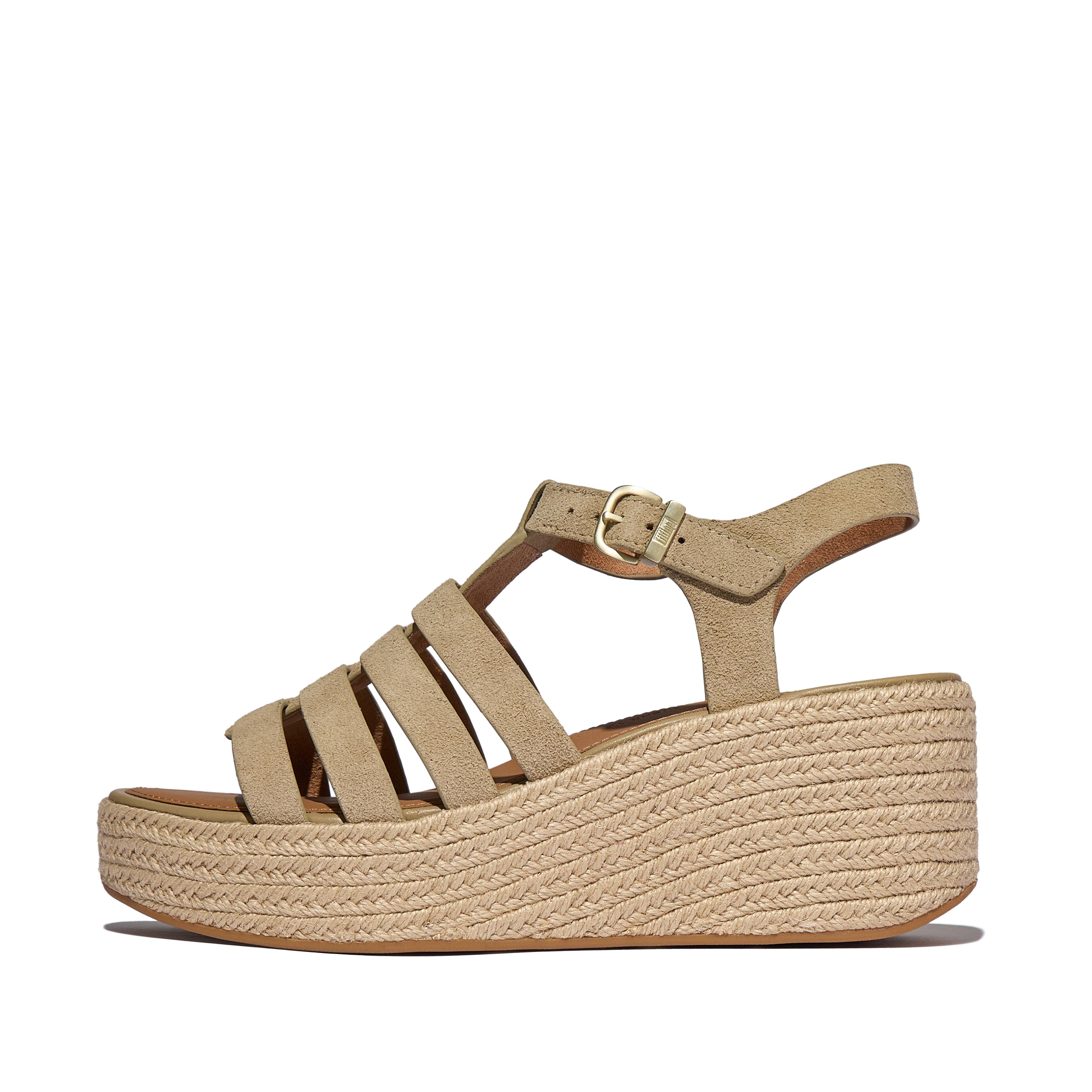 PLATFFORMS ESPADR. SUEDE FISHERMAN WEDGE SANDALS