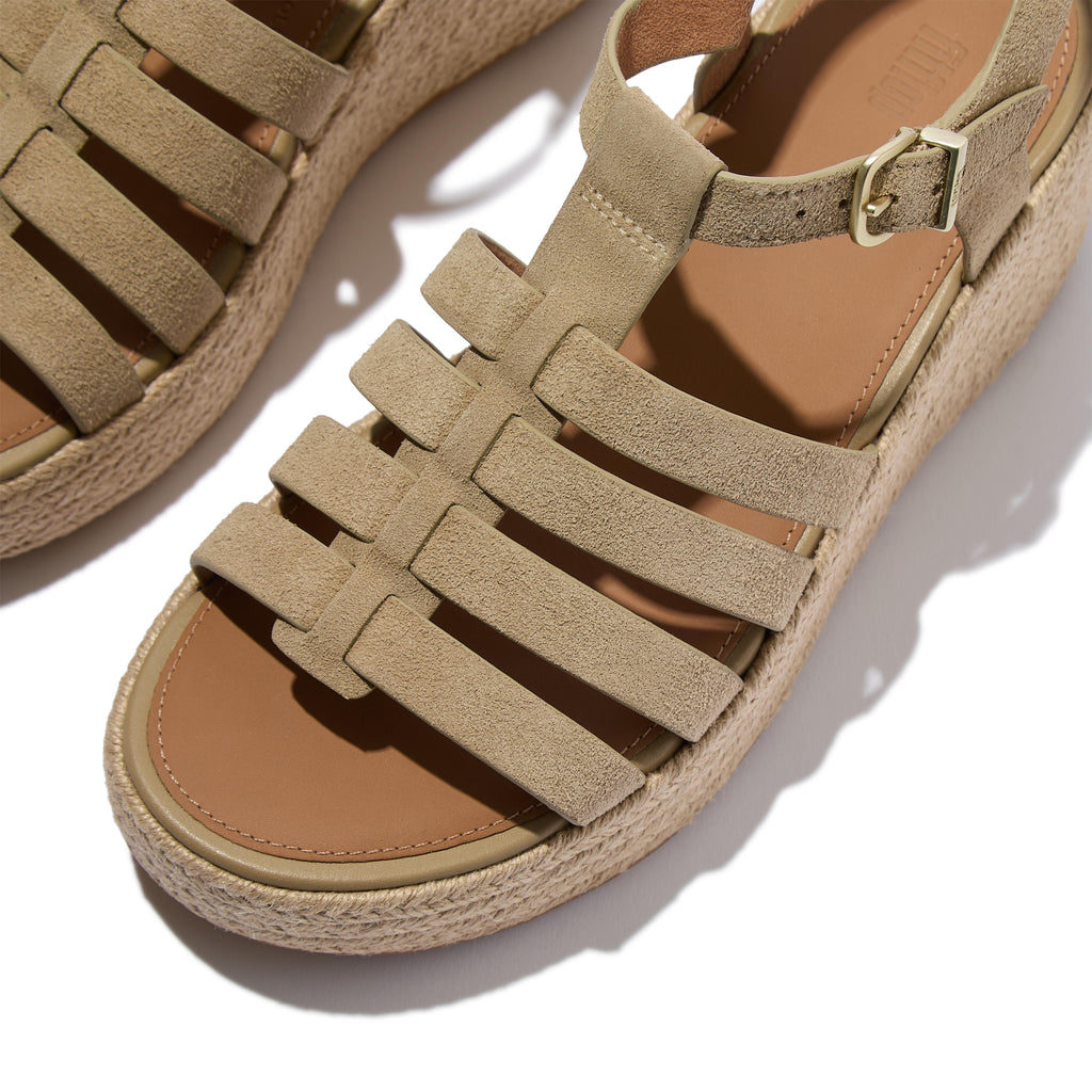 PLATFFORMS ESPADR. SUEDE FISHERMAN WEDGE SANDALS