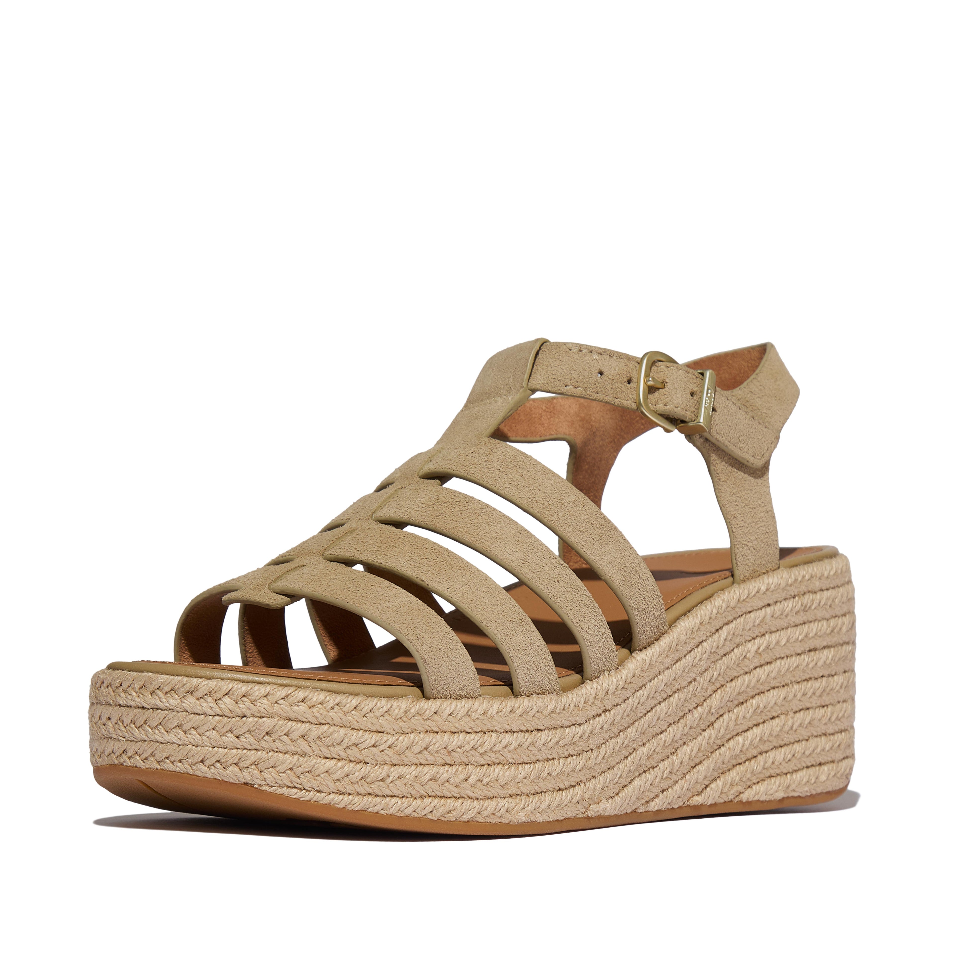 PLATFFORMS ESPADR. SUEDE FISHERMAN WEDGE SANDALS