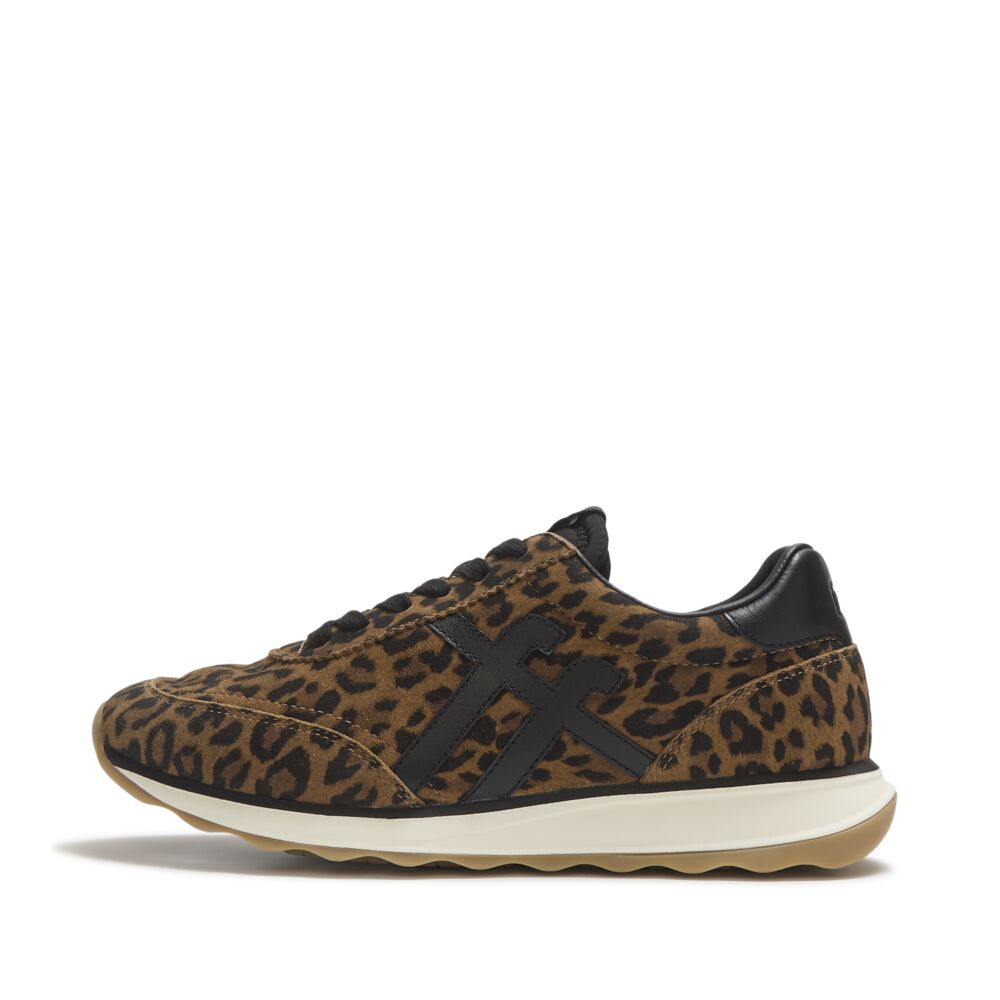 RETRO-Q FF SUEDE LEOPARD TRAINERS