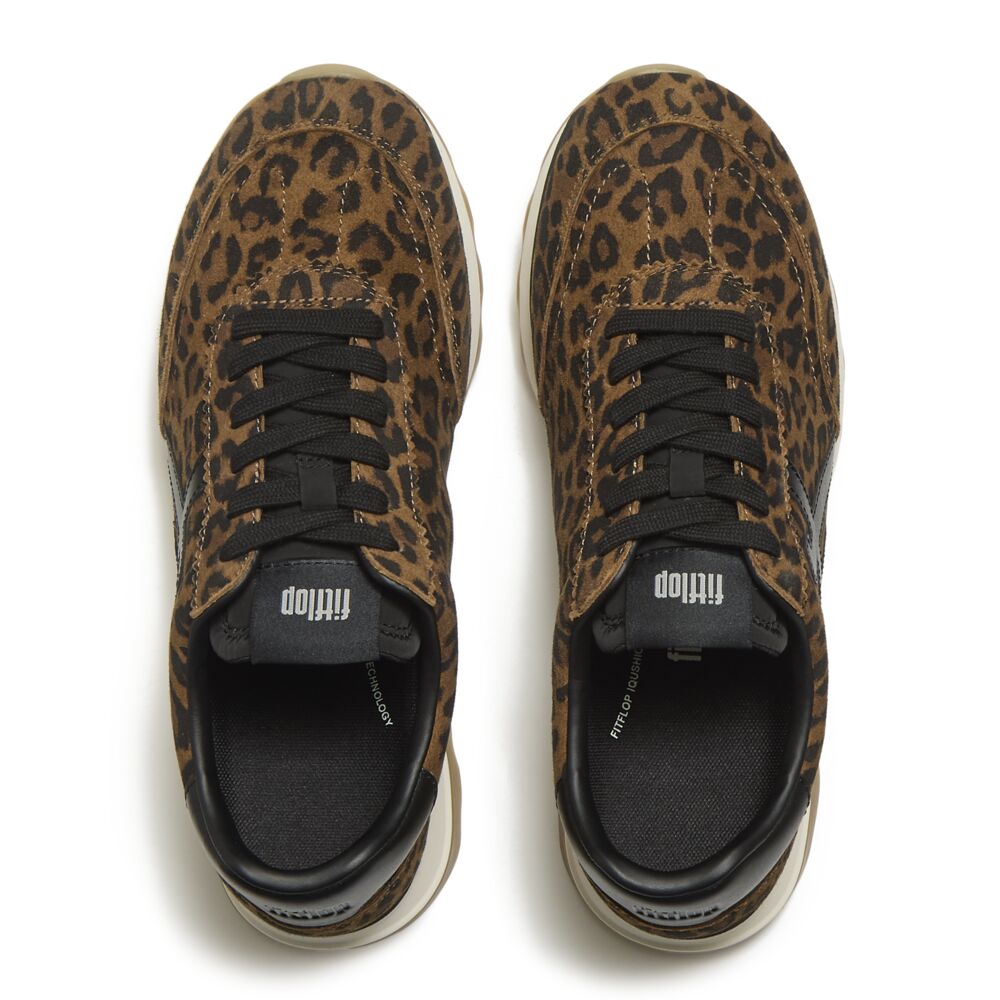 RETRO-Q FF SUEDE LEOPARD TRAINERS