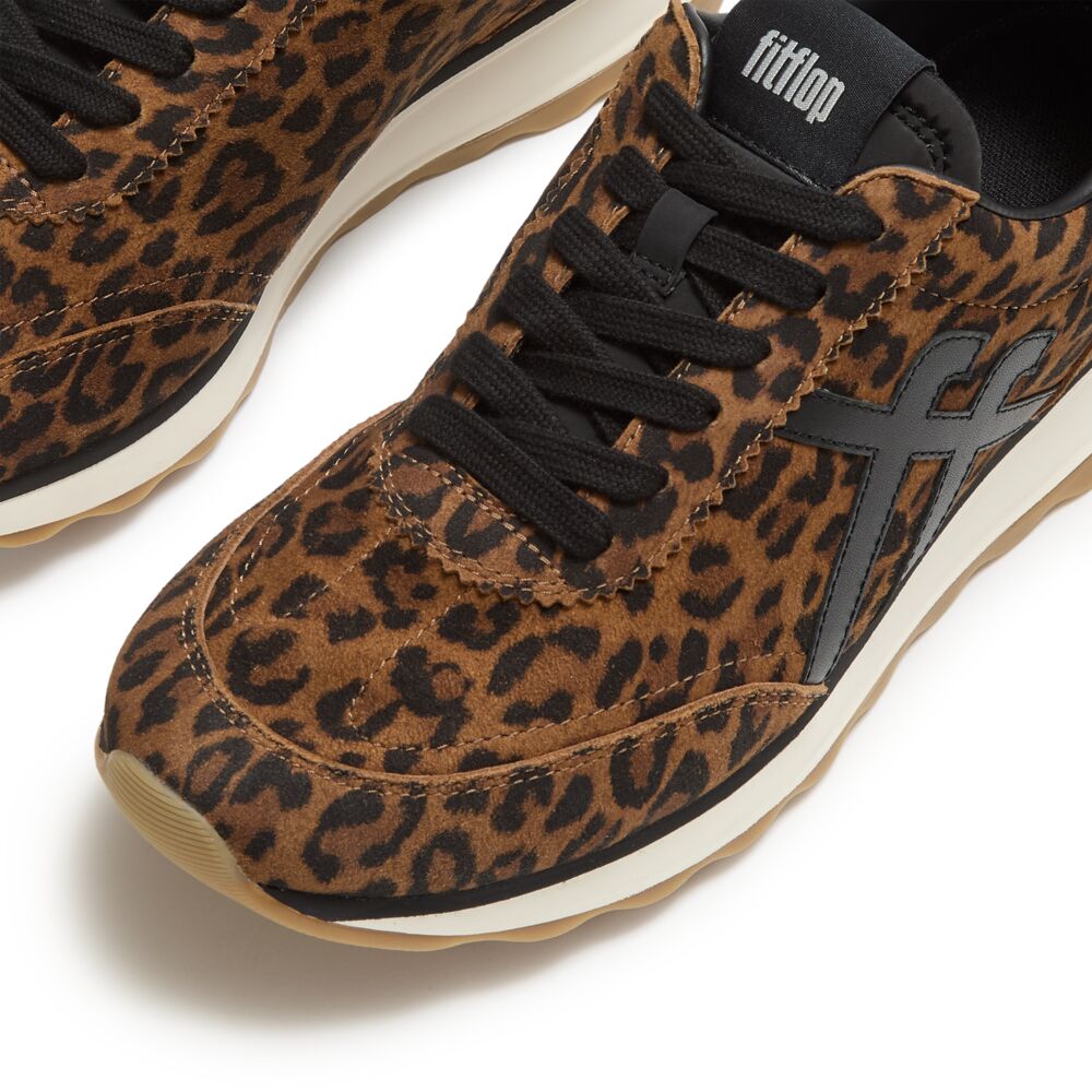 RETRO-Q FF SUEDE LEOPARD TRAINERS