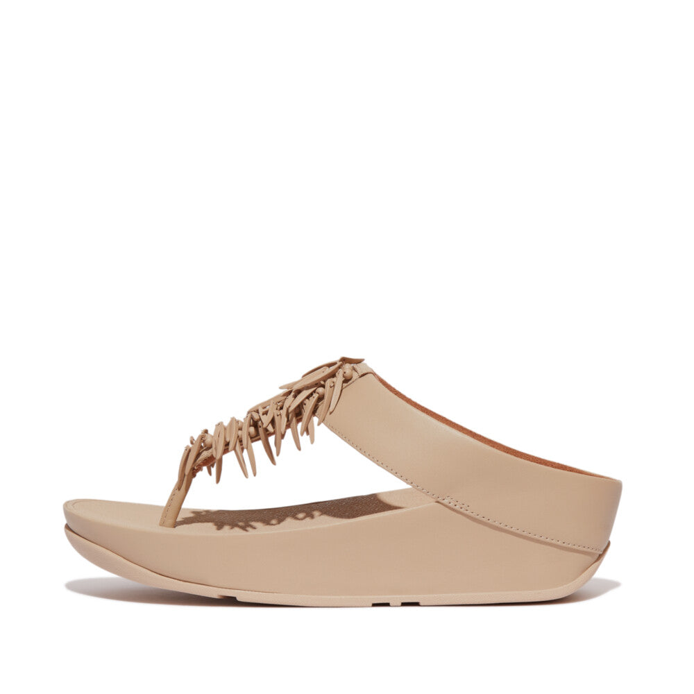 RUMBA BEADED LEATHER TOE-POST SANDALS