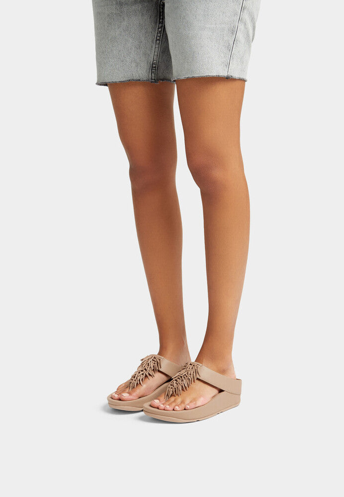 RUMBA BEADED LEATHER TOE-POST SANDALS