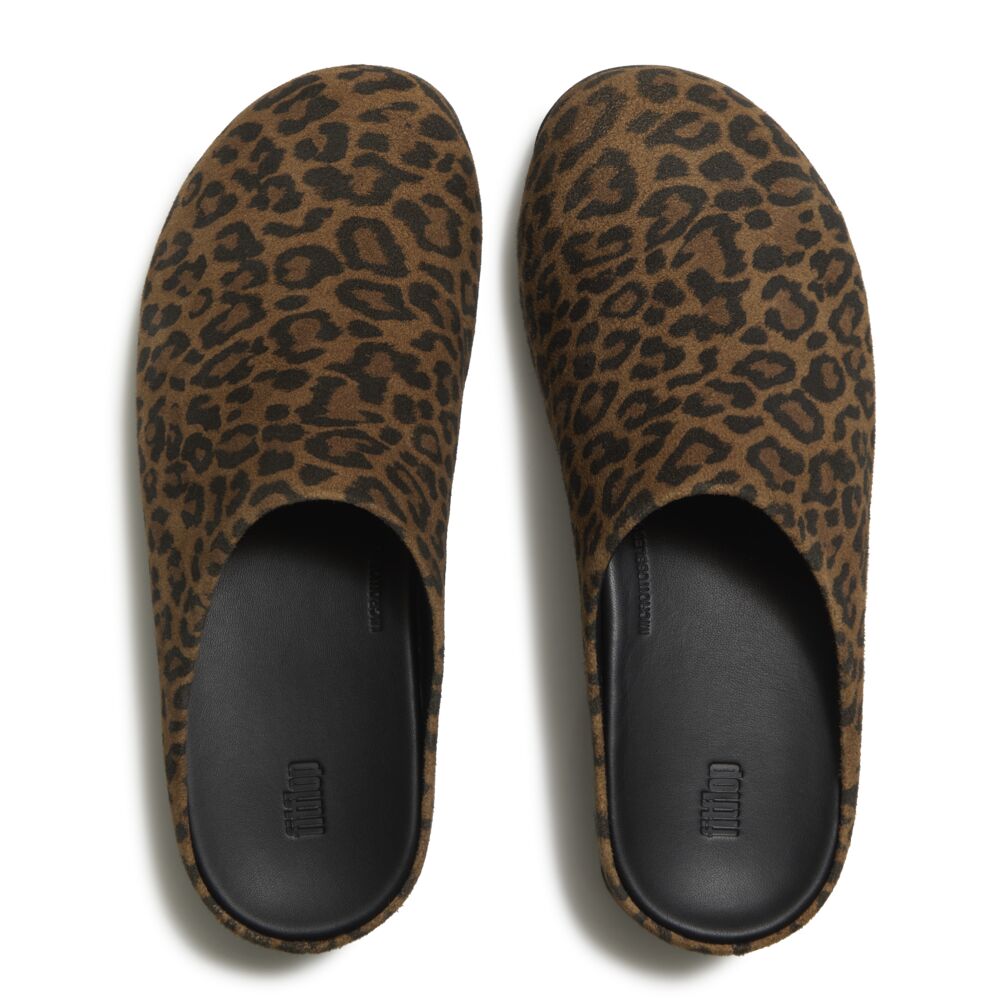 SHUV SUEDE LEOPARD MULES