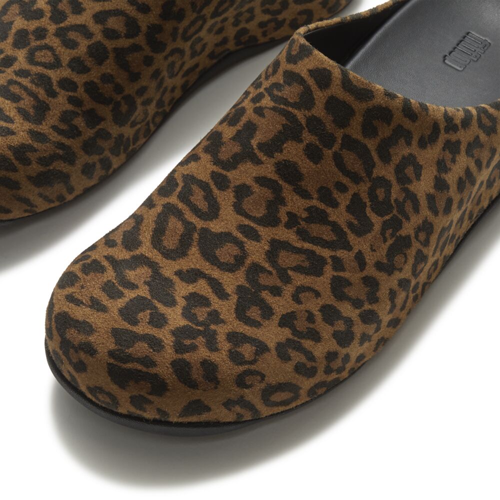 SHUV SUEDE LEOPARD MULES