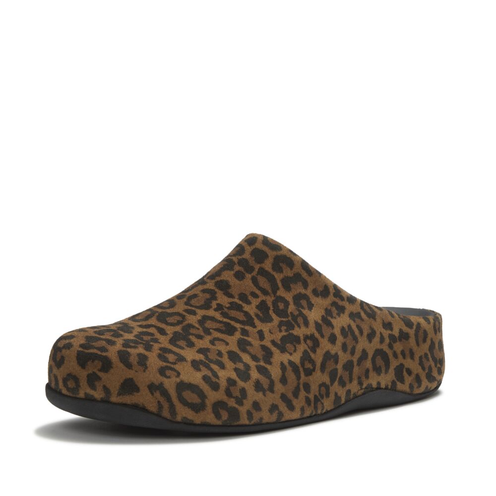 SHUV SUEDE LEOPARD MULES