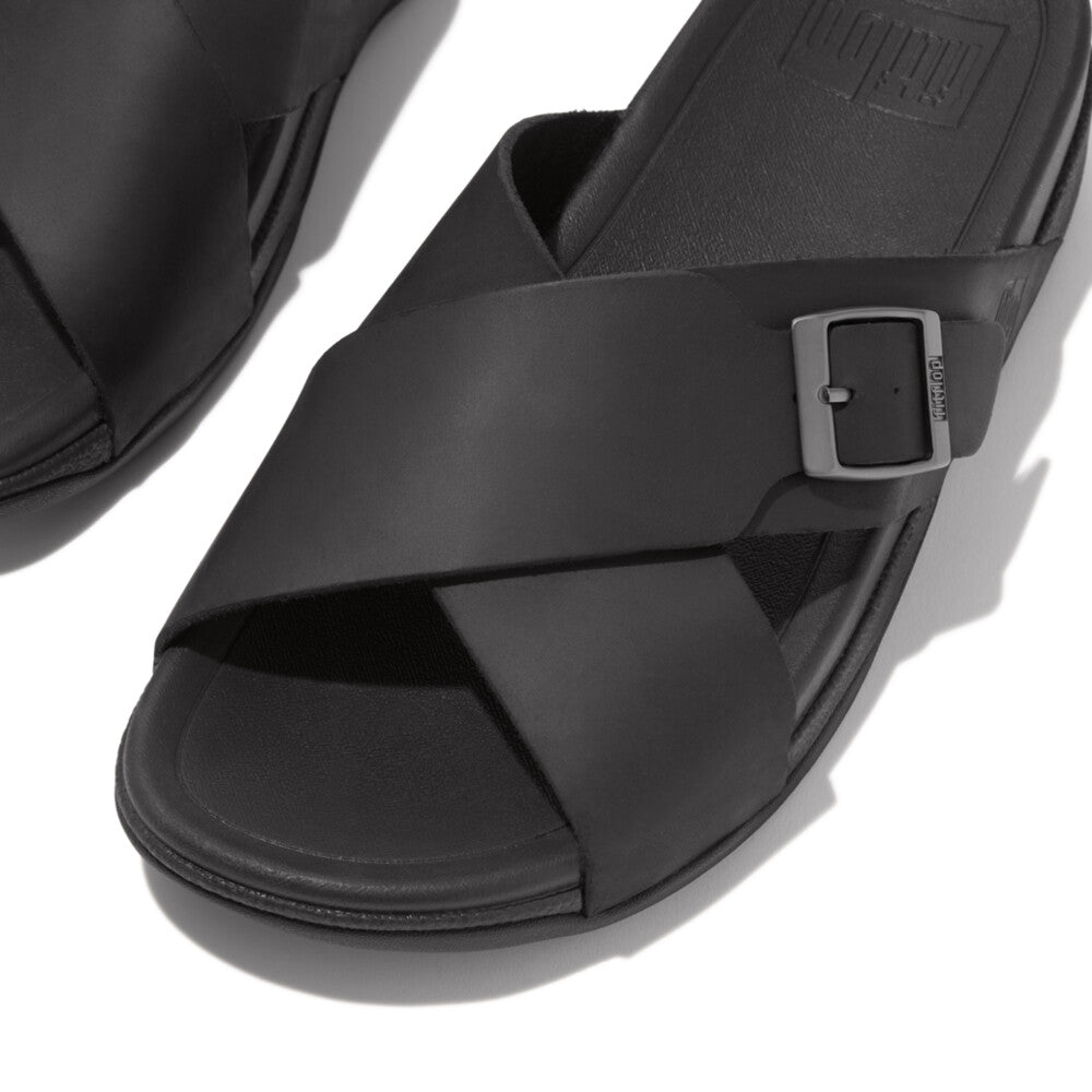 SURFER MENS BUCKLE NUBUCK CROSS SLIDES