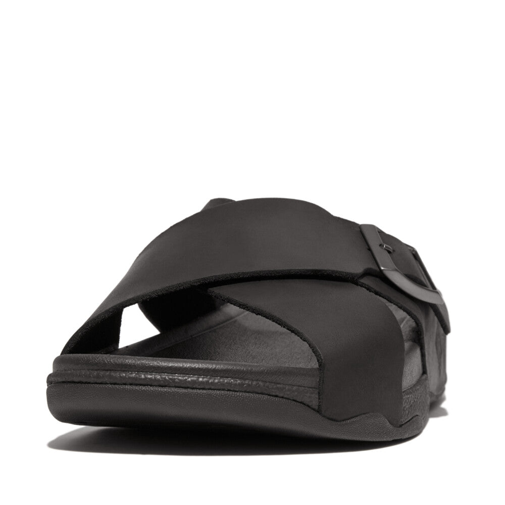 SURFER MENS BUCKLE NUBUCK CROSS SLIDES